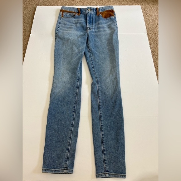 Good American Icon Mixed Media Denim and Faux Suede Jeans Size 2 / 26 - Picture 3 of 10